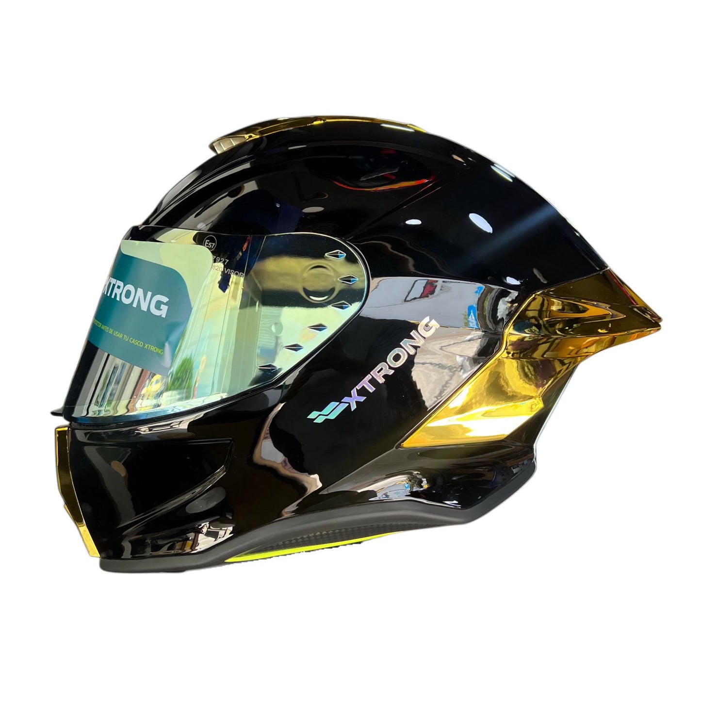 Casco Xtrong XTR-820 Negro Dorado Brillante