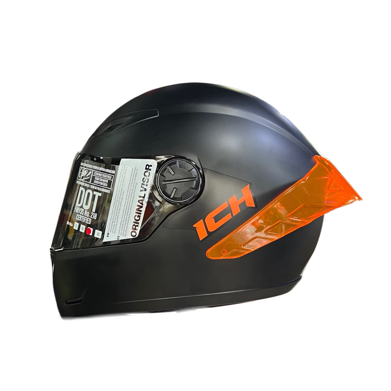 Casco Ich 501 Negro Naranja Mate