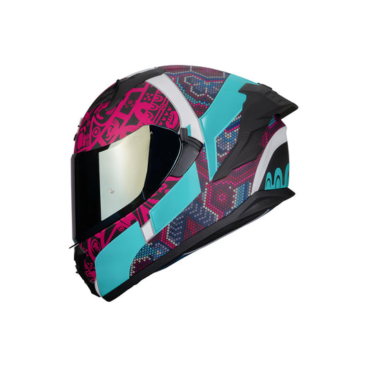 Casco Hax Obsidian Huichol Negro Aqua Mate